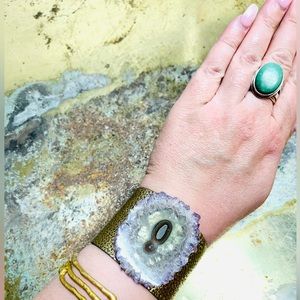 Karli Buxton Cuff Leather Amethyst Cuff